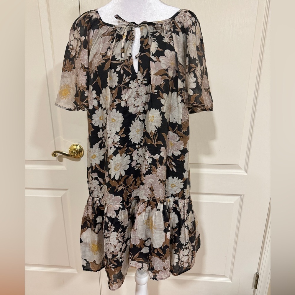 Abercrombie & Fitch black cream and brown trapeze dress​​​​​​​